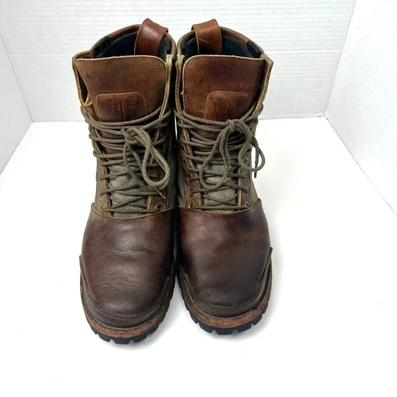 Timberland Boot Company Tackhead Men 8W Leather Canvas Lace Up Boots Vibram Sole